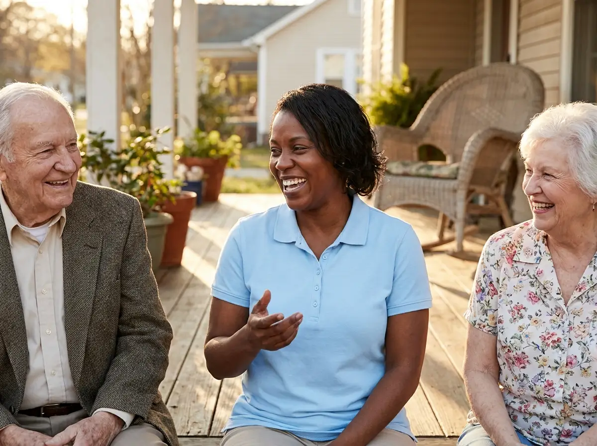 A Mary Angels caregiver supporting a senior at home
